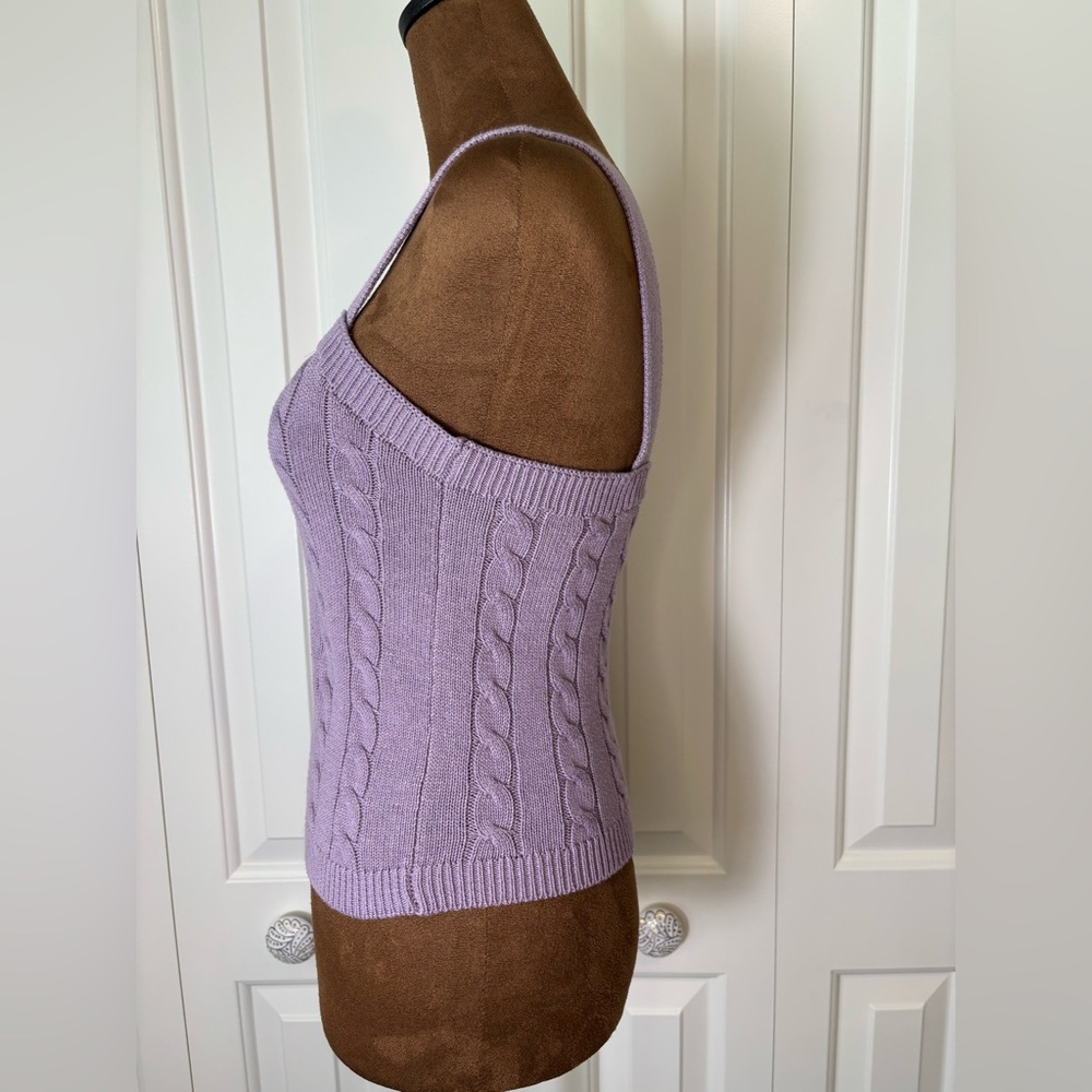 Joie Lilac Cable Knit Sweater Tank, Size XS - Picture 2 of 6